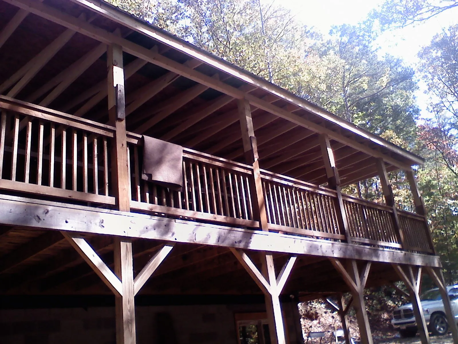Timber framing under a new elevated porch and deck — Roof Leak Repair in Salvisa by Roofing Brothers
