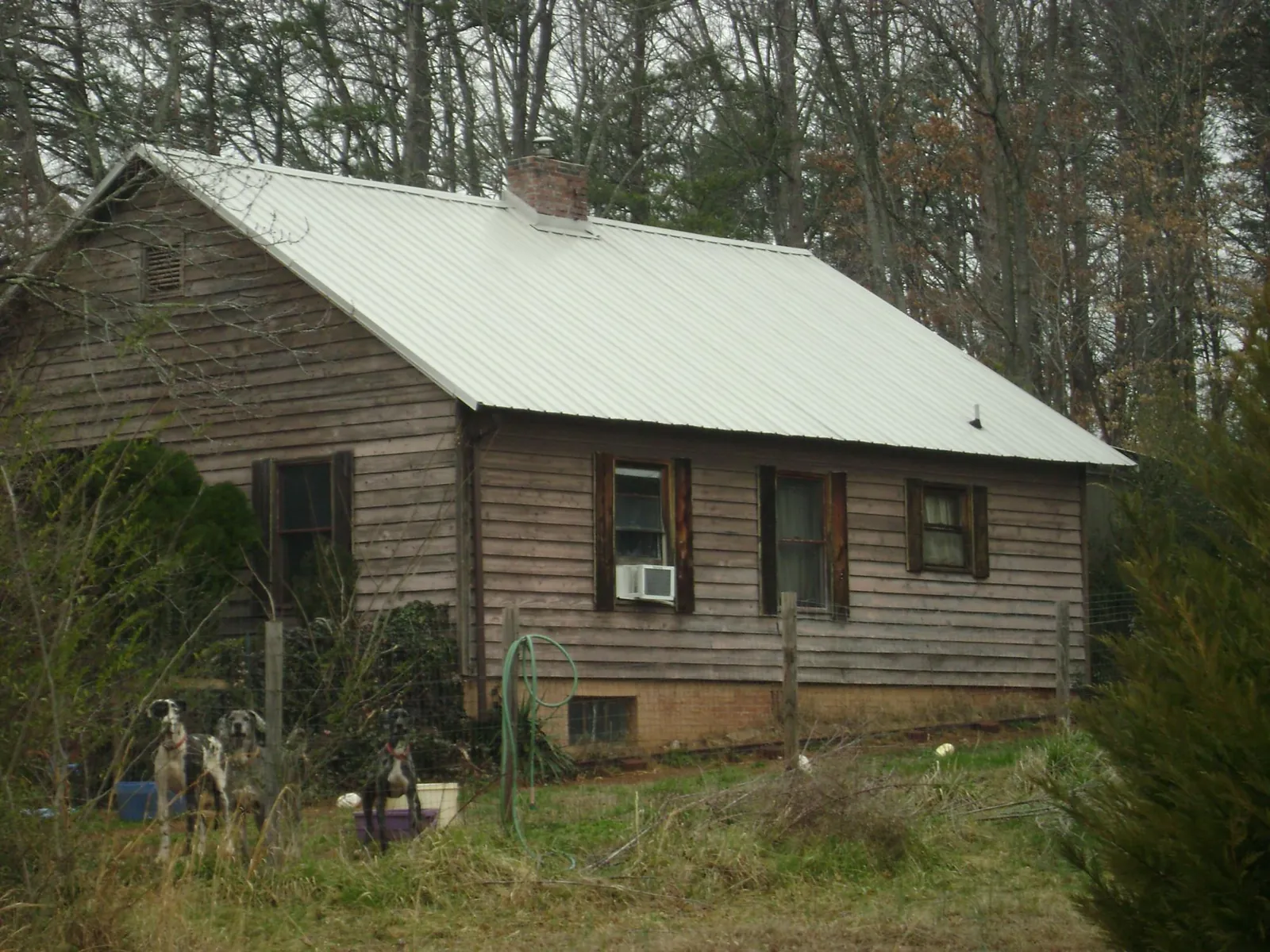 White metal roof on an old wood sided farmhouse, from a Asphalt Shingle Roof Repair job in Salvisa
